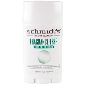 Купить Schmidt's Natural Deodorant, Формула для чувствительной кожи, без запаха, 3,25 унции (92 г)  на IHerb