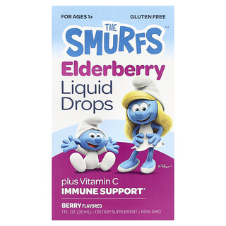 The Smurfs, Elderberry Liquid Drops, Ages 1+, Berry, 1 fl oz (30 ml)