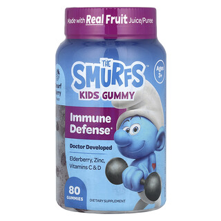 The Smurfs, 儿童软糖，机体抵抗防御，3 岁以上，精灵浆果味，80 粒软糖