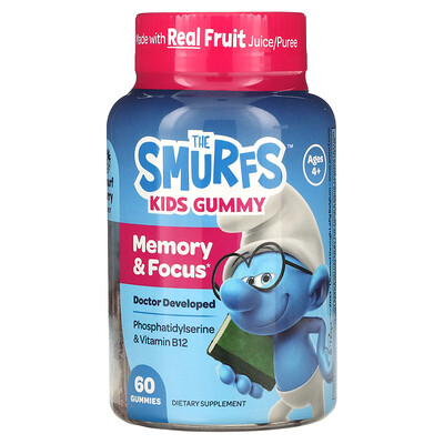 The Smurfs  Kids Gummy  Memory & Focus  Ages 4+  Smurf Berry  60 Gummies