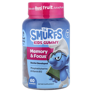 The Smurfs, Kids Gummy, Memory & Focus, Ages 4+, Smurf Berry, 60 Gummies