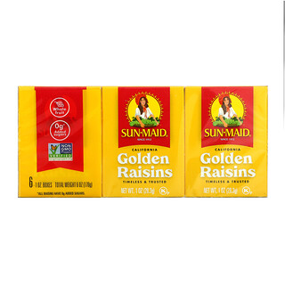 Sun-Maid, California Golden Raisins, 6 Boxes, 1 oz ( 28.3 g) Each