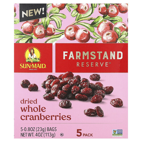 Sun-Maid Farmstand Reserve™ Dried Whole Cranberries 5 Packs 0.8 oz (23 g) Each