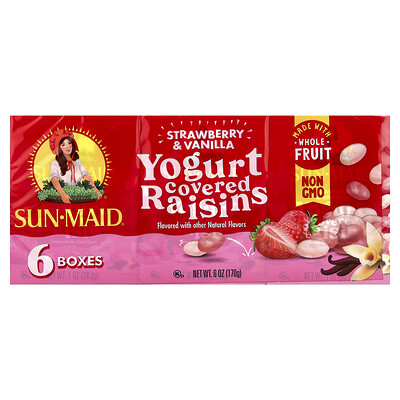 Product Image for Sun-Maid, Yogurt Covered Raisins, Strawberry & Vanilla, 6 Boxes, 1 oz (28.3 g) Each
