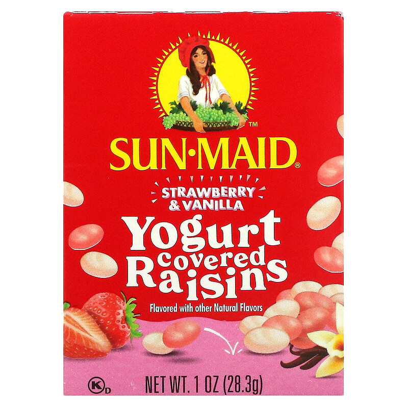 SunMaid, Yogurt Covered Raisins, Strawberry & Vanilla, 6 Boxes, 1 oz