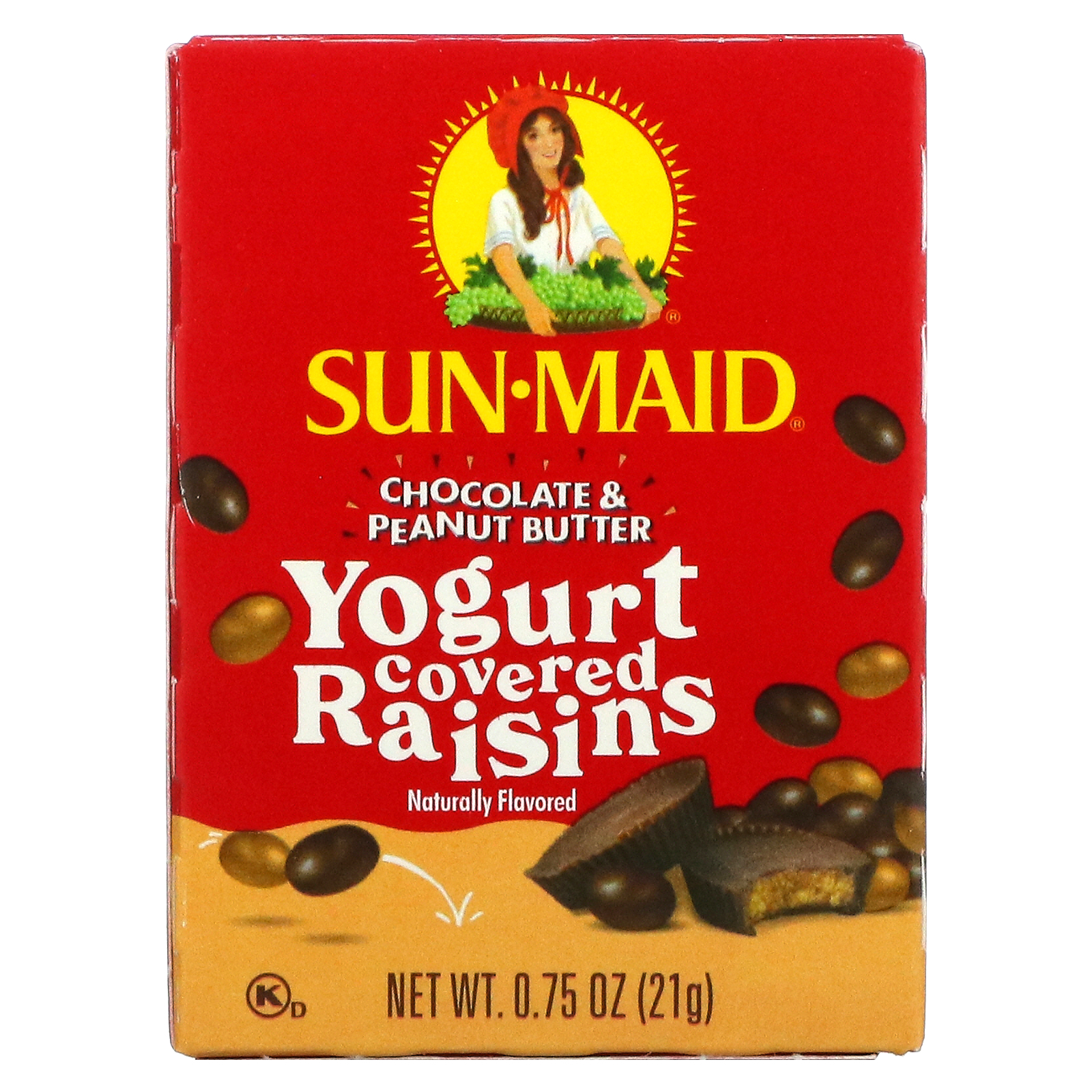 SunMaid, Yogurt Covered Raisins, Chocolate & Peanut Butter, 6 Boxes, 0
