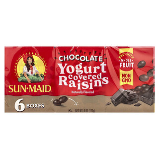 Sun-Maid, Yoghurt Covered Kismis, Cokelat, 6 Kotak, Masing-Masing 28 g (1 ons)