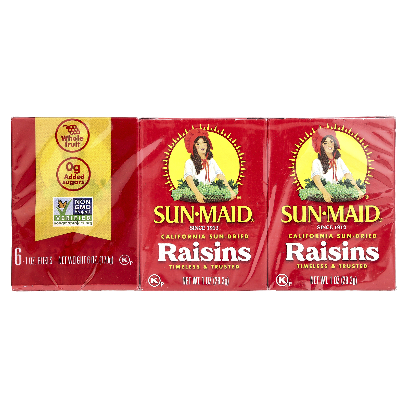 カリフォルニア産サンドライドレーズン、6箱、各28.3g（1オンス）