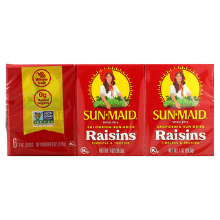 Sun-Maid, California Sun-Dried Raisins, 6 Boxes, 1 oz (28.3 g) Each