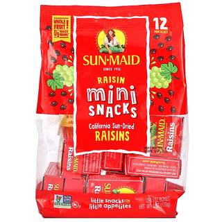 Sun-Maid, Raisin Mini Snacks, 12 Boxes, 0.5 oz Each