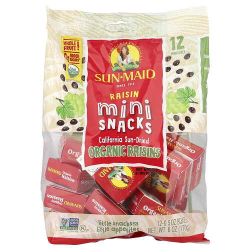 Sun-Maid, Raisin Mini-Snacks, 12 Boxes, 0.5 oz Each