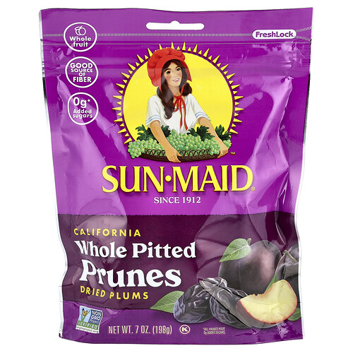 Sun-maid California Whole Pitted Prunes, Dried Plums, 7 oz (198 g)