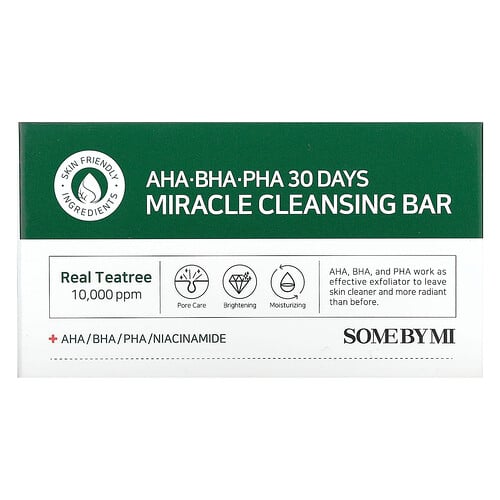 SOME BY MI, AHA. BHA. PHA 30 Days Miracle Cleansing Bar, 95 g (106 g)