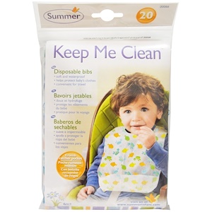 Summer Infant, Keep Me Clean, одноразовые слюнявчики, 20 слюнявчиков