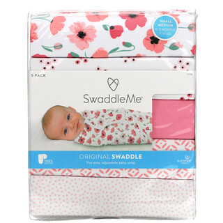 Summer Infant, SwaddleMe，簡易包裹型睡袋，小號/中號，0-3 個月，帶花紋，5 包