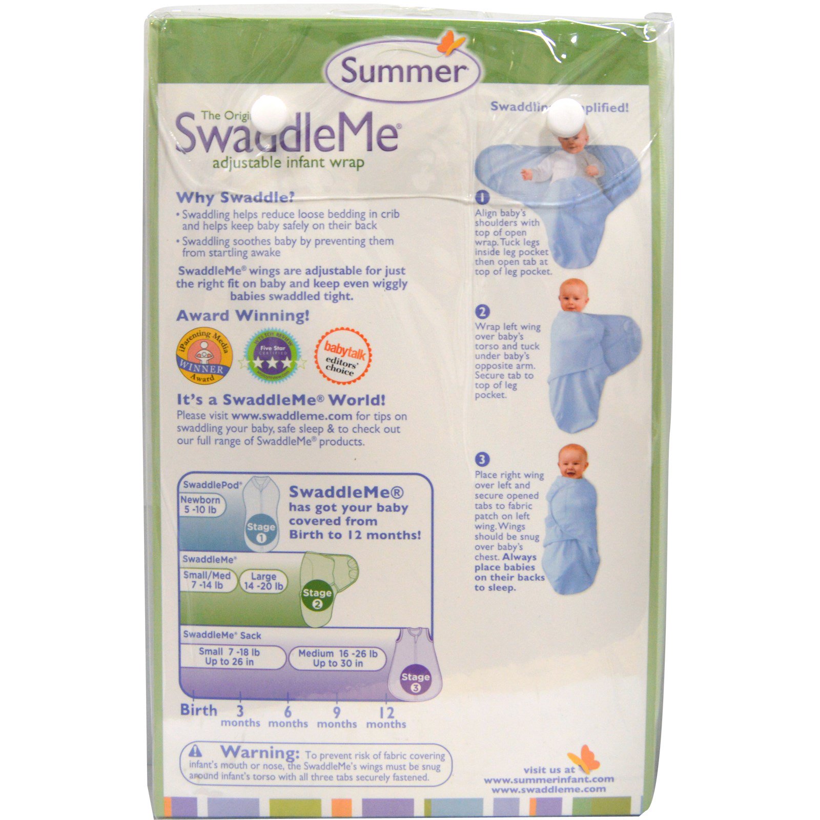 Summer Infant, The Original Swaddle Me, Adjustable Infant Wrap, Large