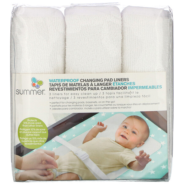 Summer Infant‏, סדינים מרופדים עמידים בפני מים, 3 יחידות