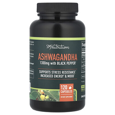 SMNutrition  Ashwagandha With Black Pepper  120 Capsules