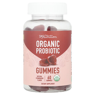 SMNutrition, Organic Probiotic Gummies, Natural Strawberry, 60 Gummies