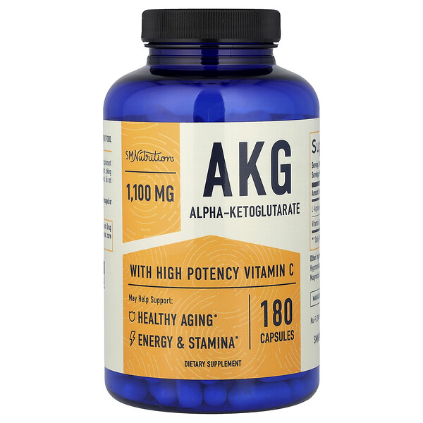 SMNutrition AKG With Vitamin C, 180 Capsules