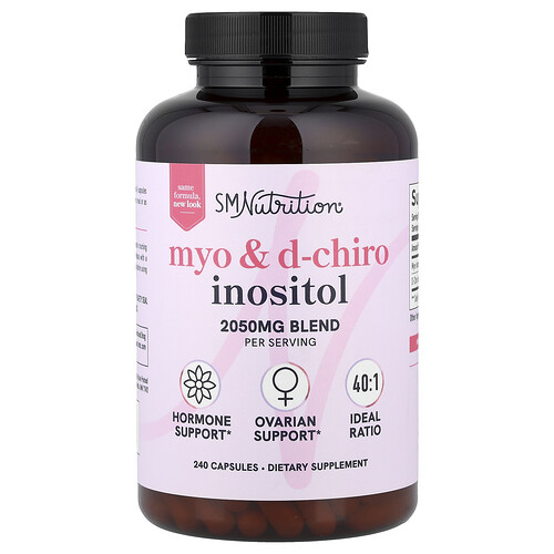 SMNutrition, Myo & D-Chiro Inositol, Hormonunterstützung, Eierstockunterstützung, 40:1 Ideales Verhältnis, 240 Kapseln