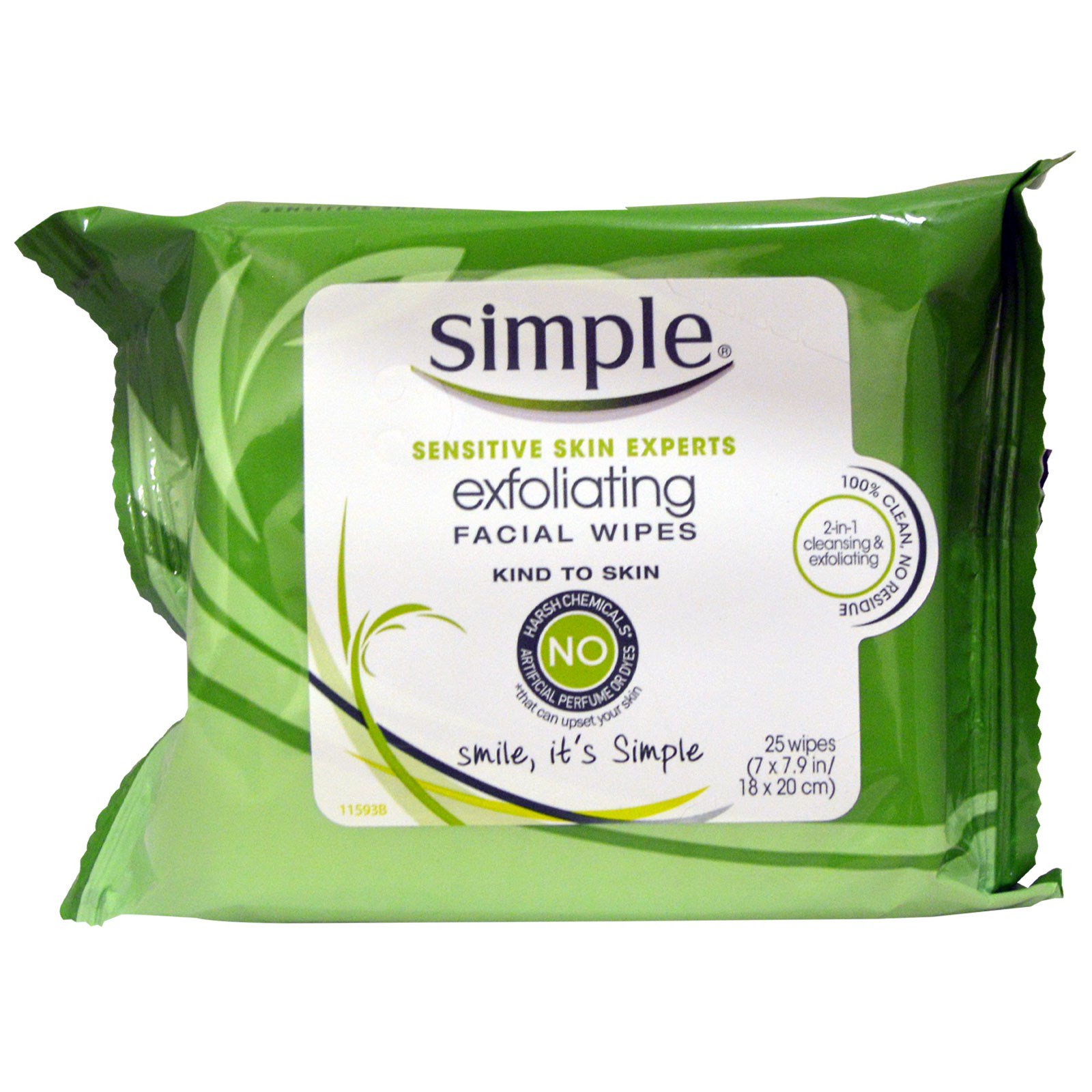 Simple Skincare, Exfoliating Facial Wipes, 25 Wipes iHerb