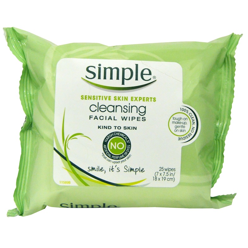Simple Skincare, Cleansing Facial Wipes, 25 Wipes (7 x 7.5 in /18 x 19