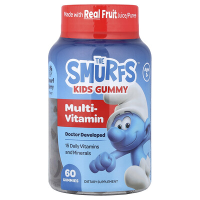 Product Image for The Smurfs, Kids Gummy, Multi-Vitamin, Ages 3+, Smurf Berry, 60 Gummies