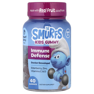 The Smurfs, Gomitas para niños, Protección para el sistema inmunitario, De 3 años en adelante, Baya pitufo, 40 gomitas