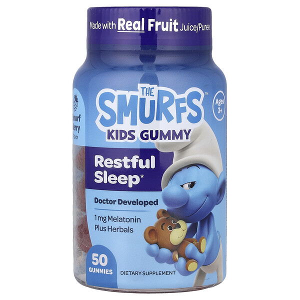 The Smurfs Kids Gummy, Restful Sleep, Ages 3+, Smurf Berry, 50 Gummies
