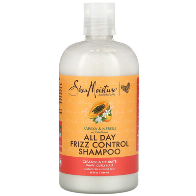 SheaMoisture All Day Frizz Control Shampoo, Papaya & Neroli with Elderflower, 13 fl oz (384 ml)
