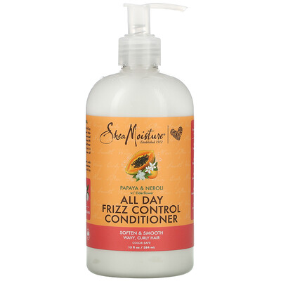 SheaMoisture кондиционер против пушения волос в течение всего дня, папайя, нероли и цветки бузины, 384 мл (13 жидк. унций)