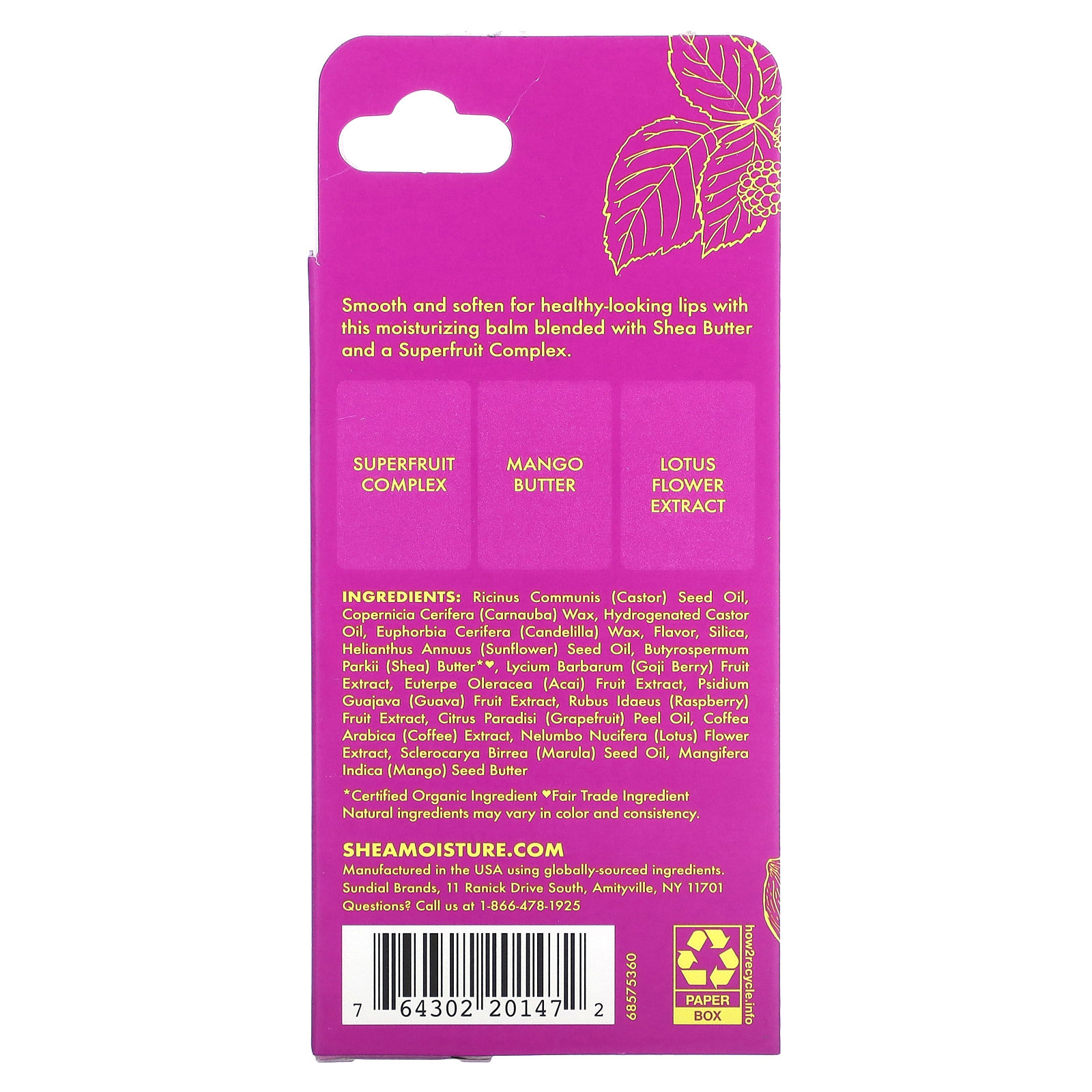 SheaMoisture, Shea Butter Vegan Lip Balm with Lotus Flower Extract