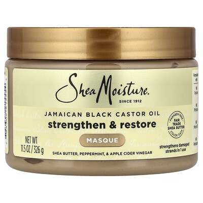 SheaMoisture, Aceite de ricino negro de Jamaica, Mascarilla fortalecedora y restauradora para el cabello, 326 g (11,5 oz)