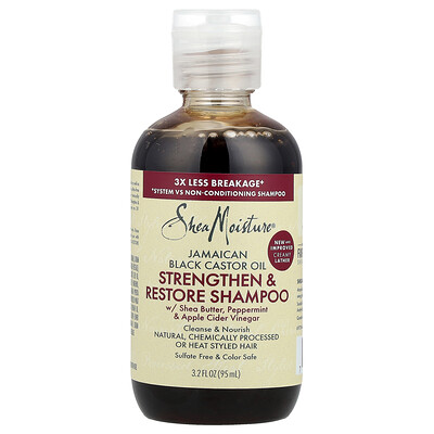 SheaMoisture, Aceite de ricino negro de Jamaica, Champú fortalecedor y restaurador, 95 ml (3.2 oz. líq.)