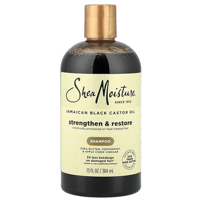SheaMoisture, Aceite de ricino negro de Jamaica, Champú fortalecedor y restaurador, 384 ml (13 oz. líq.)