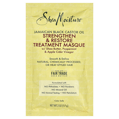 SheaMoisture, Aceite de ricino negro de Jamaica, Mascarilla capilar de tratamiento para fortalecer y restaurar, 57 g (2 oz)