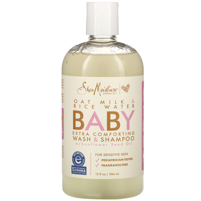SheaMoisture Baby Extra Comforting Wash & Shampoo, Oat Milk & Rice Water, 13 fl oz (384 ml)