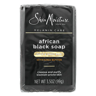 SheaMoisture, Barra para rostro y cuerpo propensos a las imperfecciones, Barra de jabón negro africano con manteca de karité, 99 g (3,5 oz)