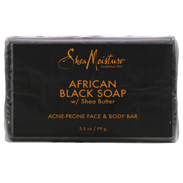 SheaMoisture, Acne Prone Face & Body Bar,  African Black Soap with Shea Butter, 3.5 oz (99 g)