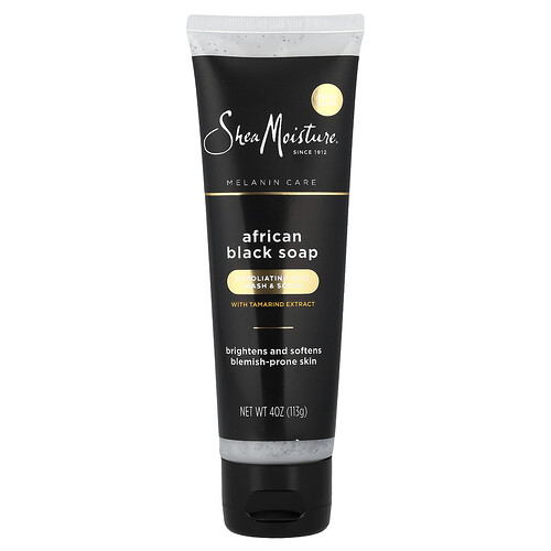 Sheamoisture African Black Soap, Exfoliating Face Wash & Scrub with Tamarind Extract, 4 oz (113 g)