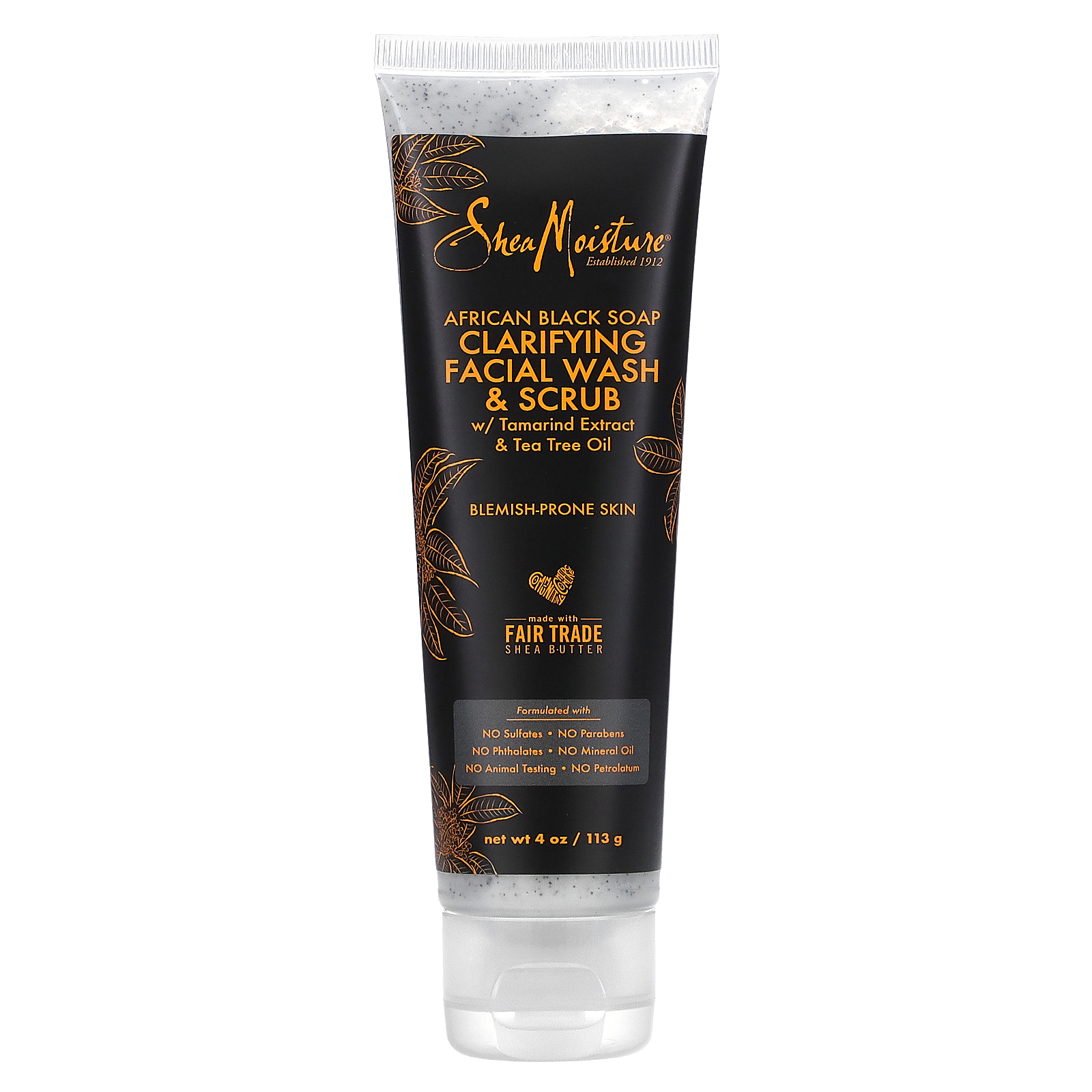 SheaMoisture, Clarifying Facial Wash & Scrub, African Black Soap, 4 oz