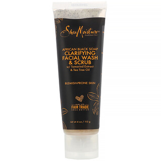 SheaMoisture, Clarifying Facial Wash & Scrub, African Black Soap,  4 oz (113 g)