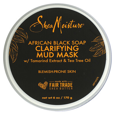 SheaMoisture очищающая грязевая маска, африканское черное мыло, 170 г (6 унций)