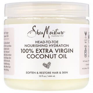 SheaMoisture, Питательное увлажнение с головы до ног, 100% кокосовое масло первого отжима, 15 жидких унций (444 мл)