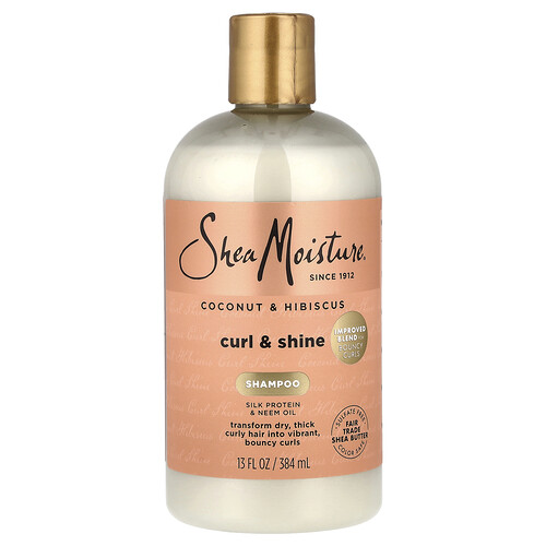 SheaMoisture, Curl & Shine Shampoo, Locken- und Glanz-Shampoo für dickes und lockiges Haar, Kokosnuss und Hibiskus, 384 ml (13 fl. oz.)