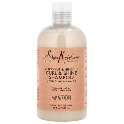 Product Image for SheaMoisture, Curl & Shine Shampoo, Coconut & Hibiscus, Thick, Curly Hair, 13 fl oz (384 ml)