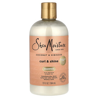 SheaMoisture, Shampooing “Boucles et brillance”, Noix de coco et hibiscus, Cheveux épais et bouclés, 384 ml