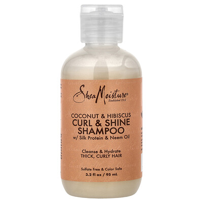 Product Image for SheaMoisture, Curl & Shine Shampoo, Thick, Curly Hair, Coconut & Hibiscus, 3.2 fl oz (95 ml)