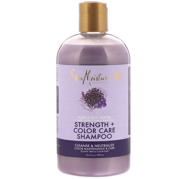 SheaMoisture‏, Purple Rice Water, Strength + Color Care Shampoo, 13.5 fl oz (399 ml)